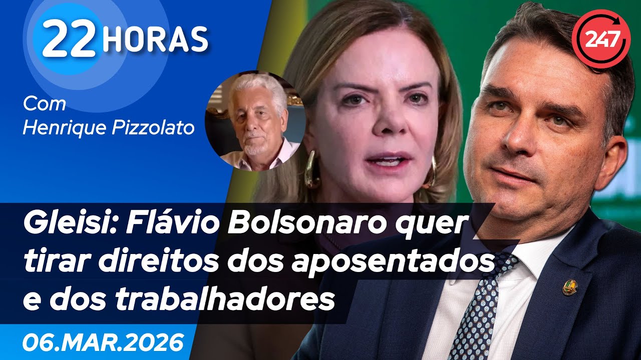 Gleisi: Flávio Bolsonaro quer tirar direitos dos aposentados e dos trabalhadores 6.3.26
