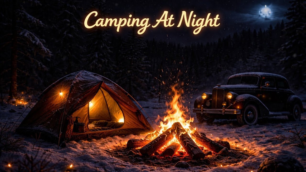 10 Hours Campfire in a Snow Blizzard | Cozy Winter Camping Sounds for Deep Sleep