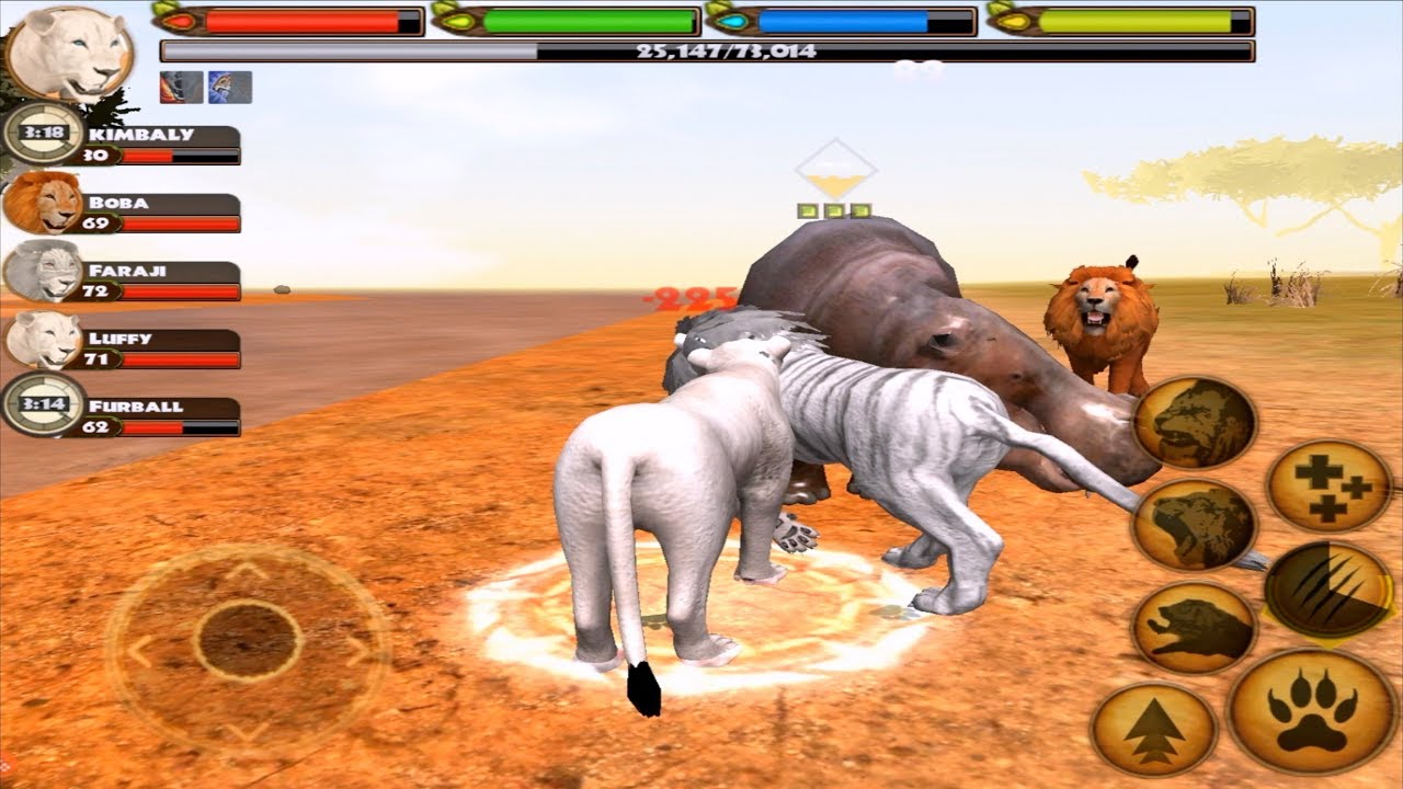 🦁lion VS🐘 Elephant, Cheetah, Hyena, 🦛Hippo, 🦏Rhino,  Ultimate Lion Simulator