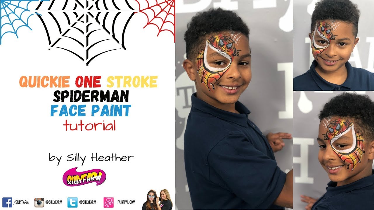 Quickie One Stroke SpiderMan Face Painting Design