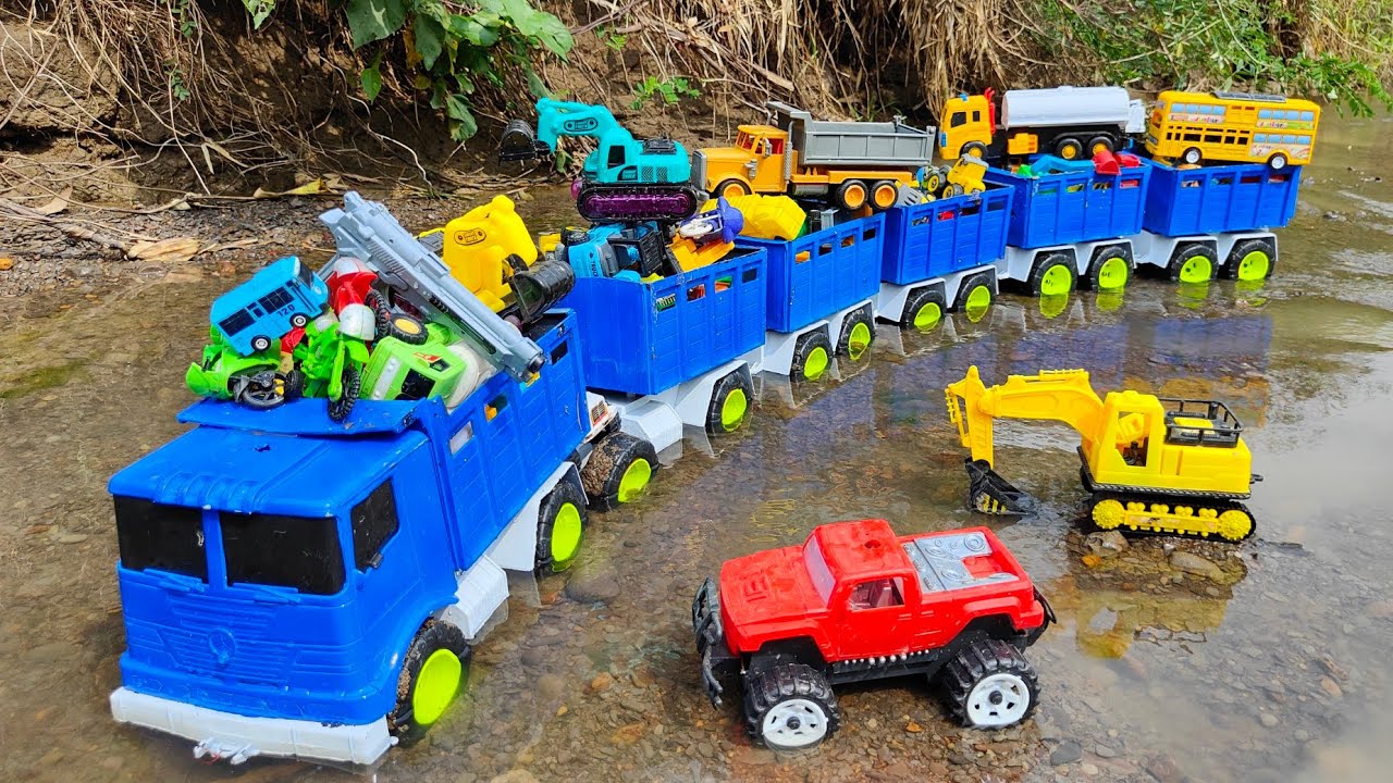 Mobil Truk Tronton Panjang Penuh Mainan Tayo, Beko, Loader, Damkar, Mobil Tangki, Mobil Molen, Motor