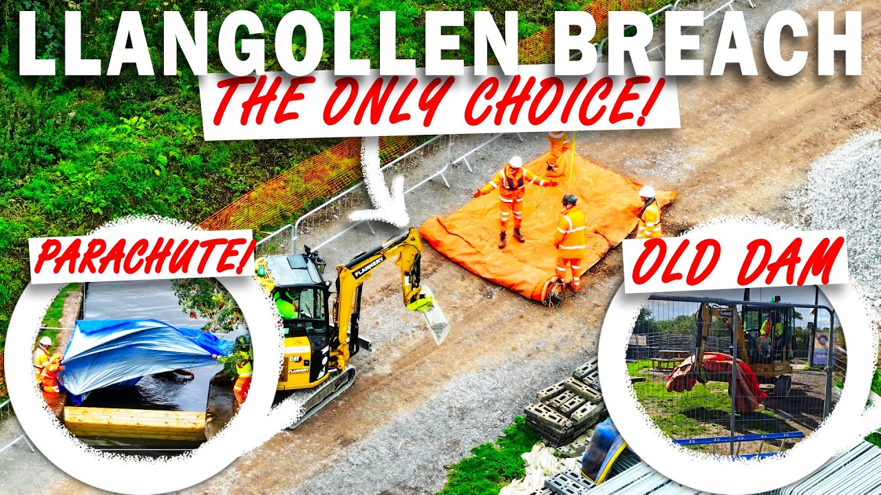 STOP PLANK TARP TOO LIGHT! USING OLD EMERGENCY COFFERDAM! Llangollen Canal BREACH Update