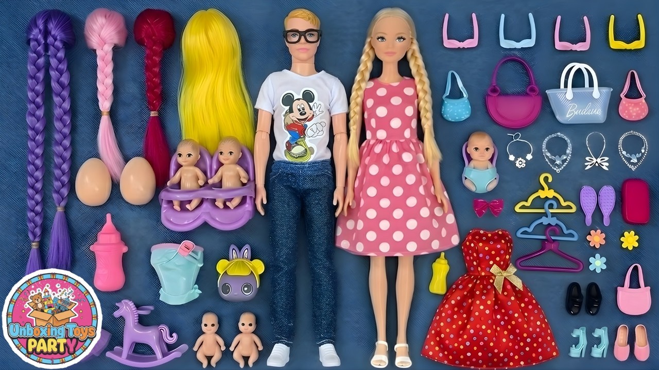 9 Minutes Satisfying with Unboxing Barbie Family Playset, Doll Dressup Set Toys ASMR | Review Toys