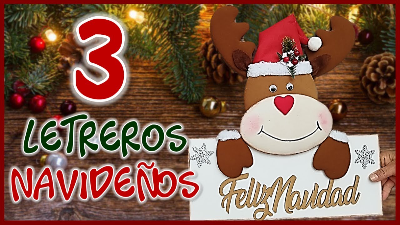 3 LETREROS NAVIDEÑOS PARA DECORAR TU HOGAR - Adornos navideños para las puertas