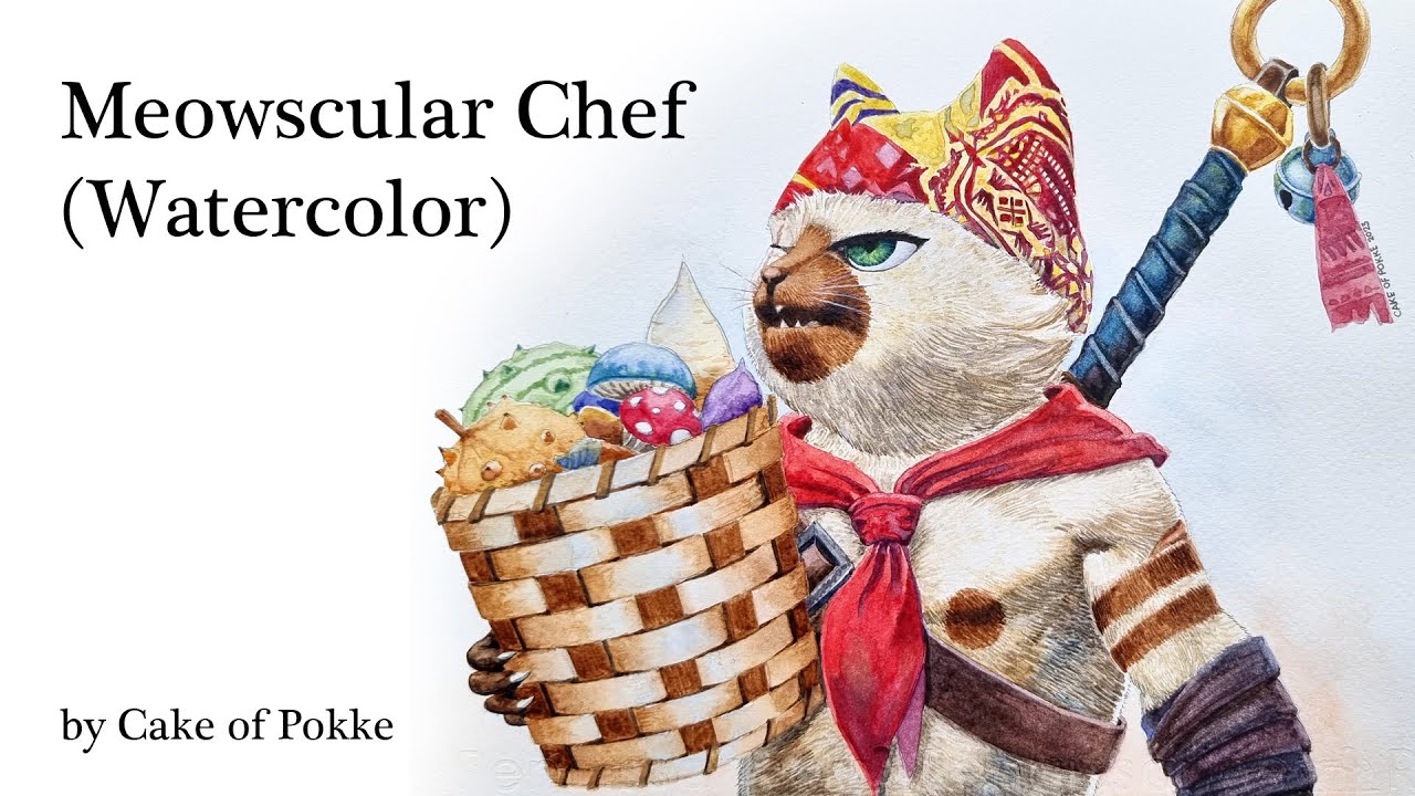 [Monster Hunter Doodle] Meowscular Chef (Watercolor)