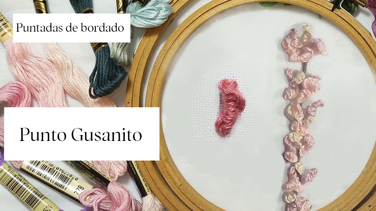 Punto Gusanito.Como hacer punto escalera Puntadas de bordado paso a paso para principiantes #bordado