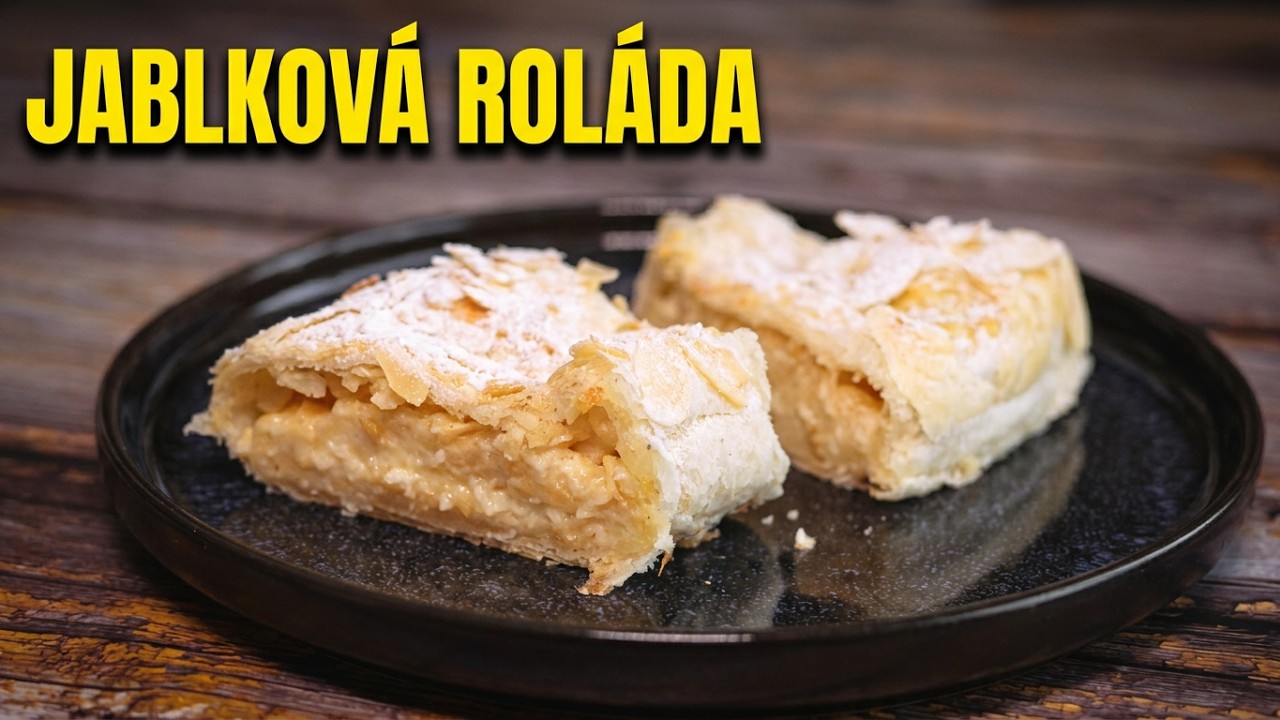Roláda z lístkového cesta s pudingom a jablkom (titulky) Video recept | Recepty od Agi