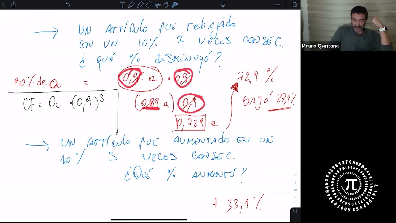 CLASE PORCENTAJES E INTERÉS SIMPLE Y COMPUESTO.  EN VIVO | Profe Mauro Quintana
