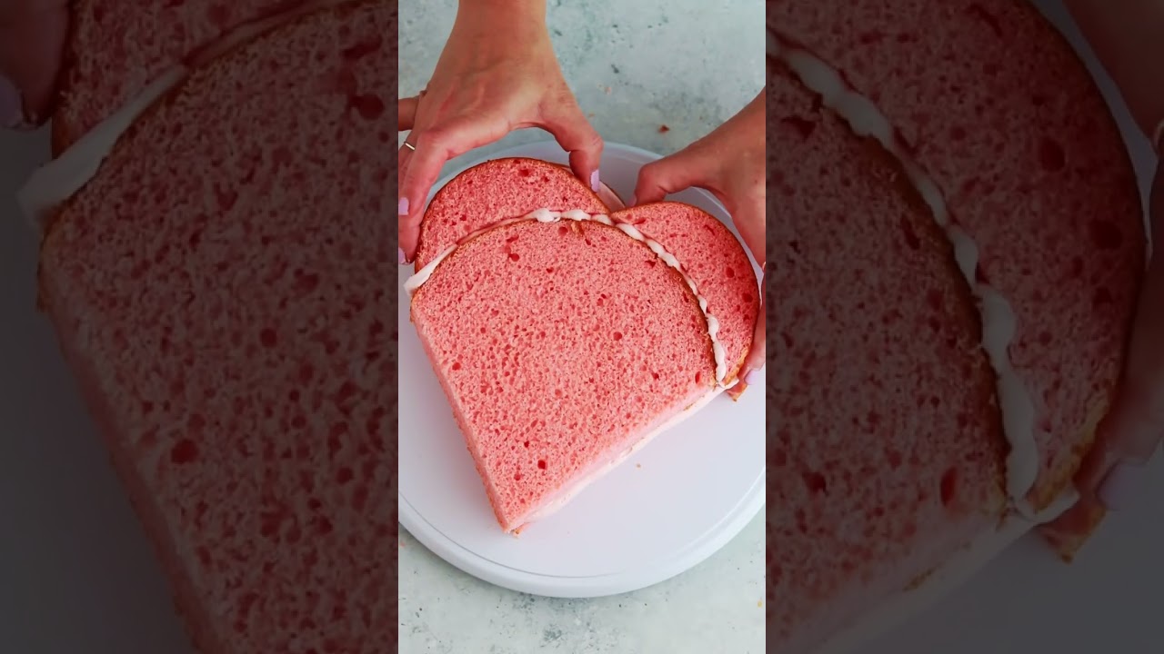 The easiest way to make a heart shaped cake from round cake layers &hearts;️ #shorts #valentinesday #cake