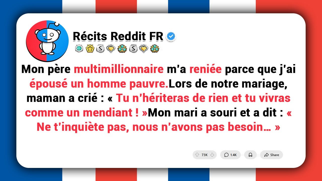 Mon père riche m’a déshéritée parce que j’ai épousé un pauvre. Maman a crié : « Tu vivras comme...