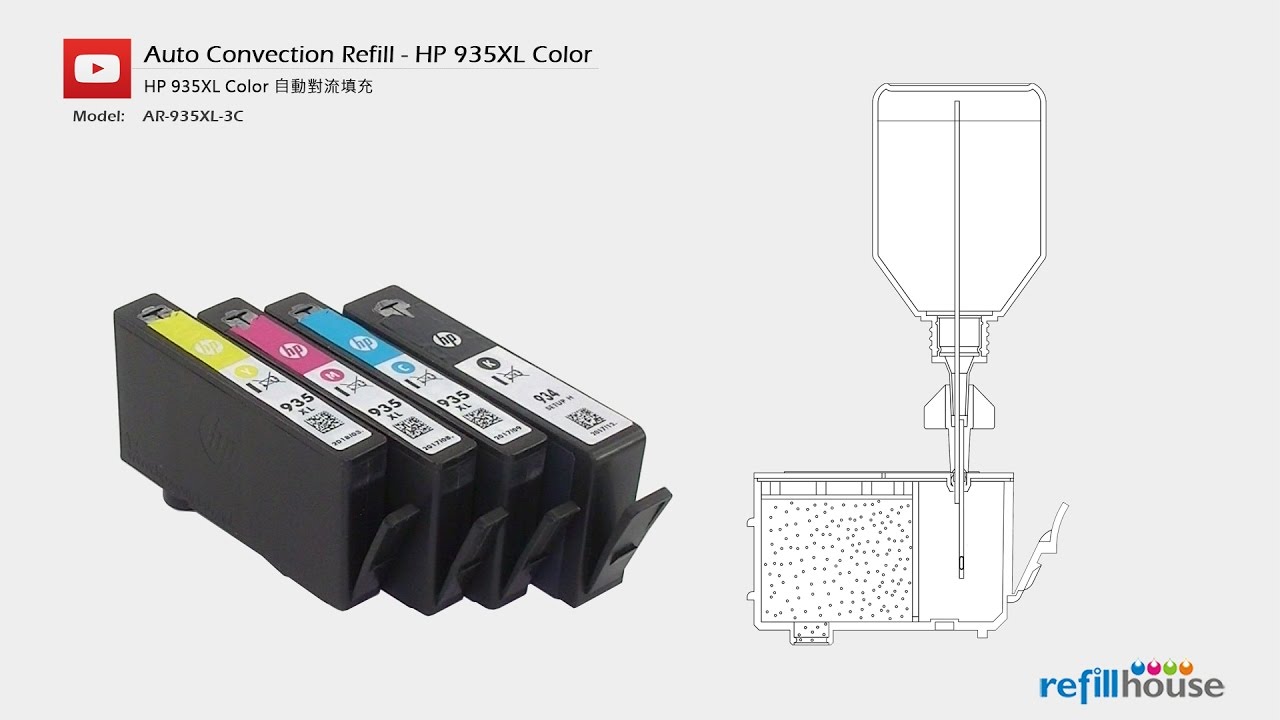 HP How to refill HP 934, 934XL, 935XL ink cartridges - Auto Convection Refill System