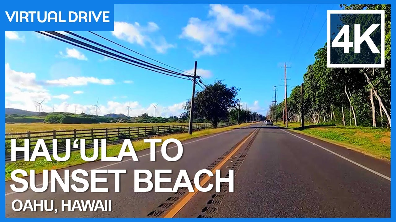 Hauula to Sunset Beach Scenic Virtual Driving Tour - 4K North Shore Oahu, Hawaii Island Drive