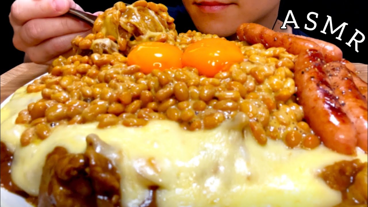 【咀嚼音】盛り盛り納豆チーズカレーを食べる！Natto Cheese Curry Rice！/ASMR/EatingSounds/Mukbang/먹방
