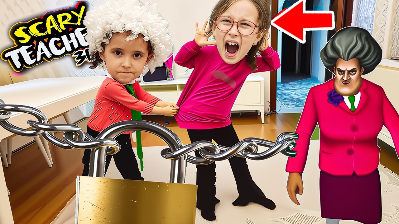 GERÇEK HAYATTA SCARY TEACHER DELİ ÖĞRETMEN BİZİ ODAYA KİLİTLEDİ !! BAHAR BANU ALYA !