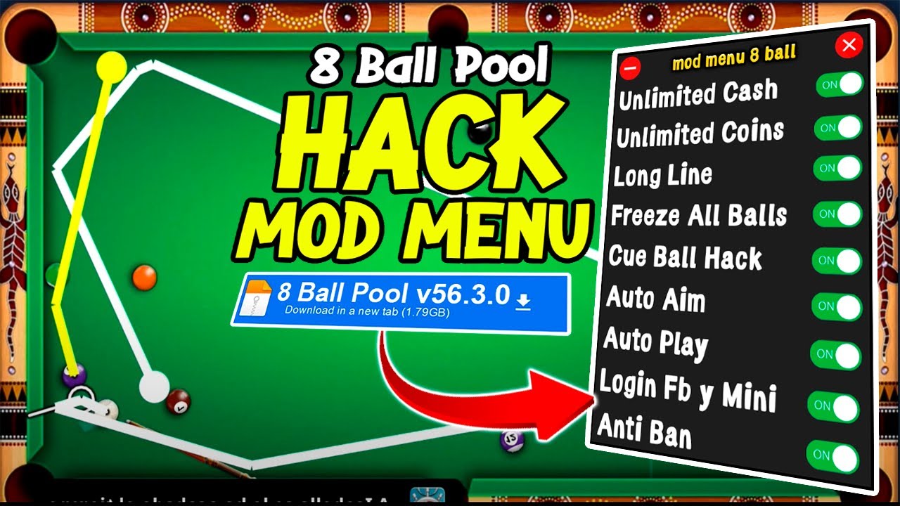 8 BALL POOL HACK SECRETO MOD MENU / LINEAS LARGAS/ DINERO INFINITO / ANTI BAN (Android/iOS)