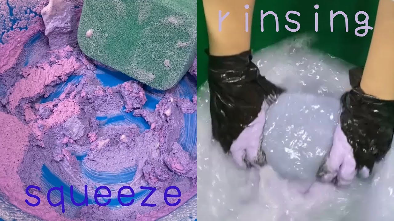 【ASMR】TAKE3~QEP epoxy sponge squeeze & rinsing💚💜🛁3回戦！大きなシャカシャカスポンジの絞りとすすぎ💚💜🛁