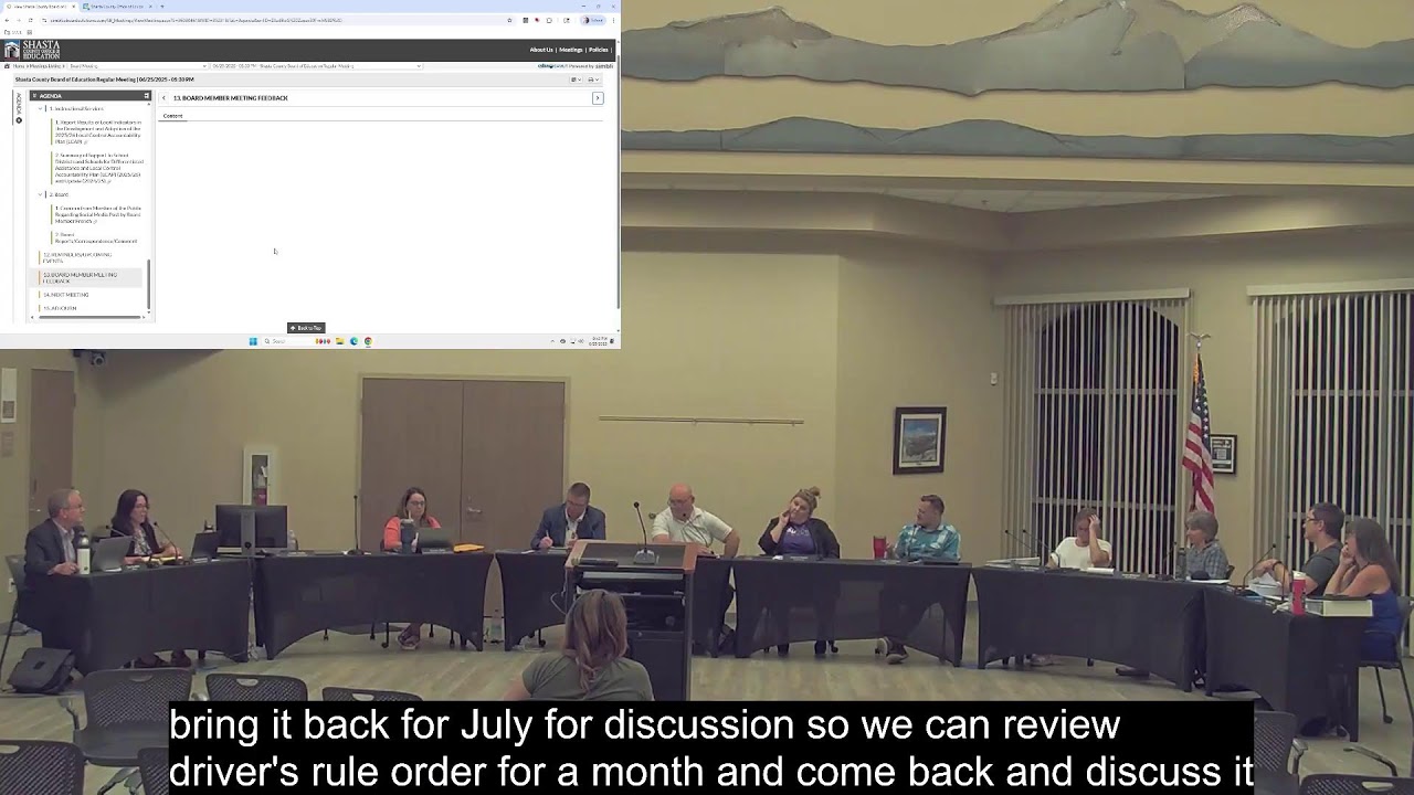 Shasta County Board of Education regular meeting - June 25, 2025