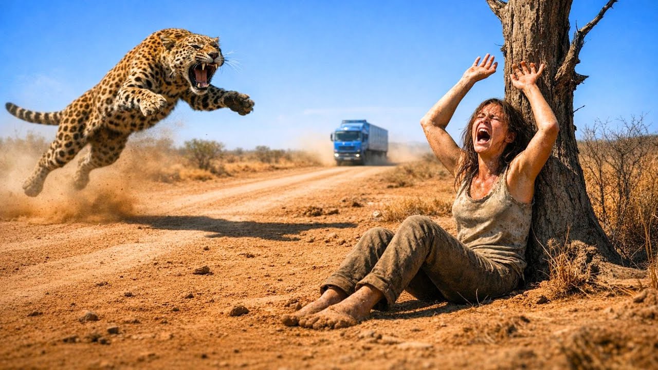 Caminhoneiro para na estrada e vê uma ONÇA à espera de uma JOVEM e faz isso...
