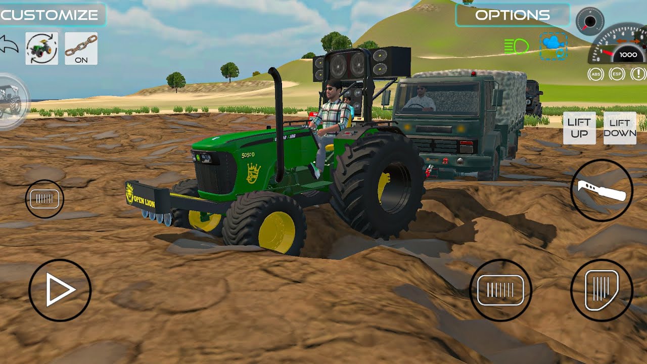 army truck stuck in Sand 🤯 rescue by tractor Indian bike driving 3d