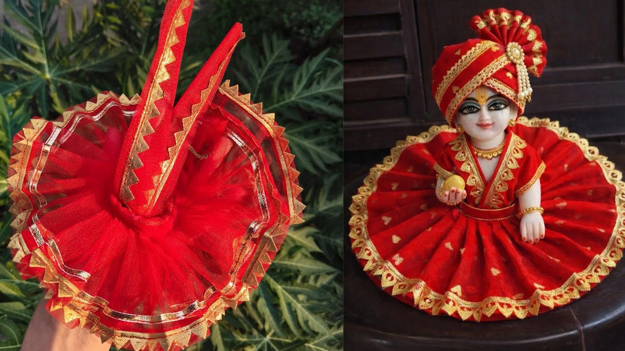 सुपर ब्युटीफुल 😍डबल लेयर की लड्डू गोपाल पोशाक बिल्कुल 😱आसान तरीके से | Laddu gopal designer gown 👗
