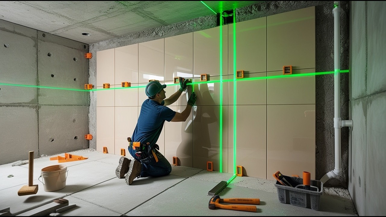 The Wall Tiles Install Is Incredibly Impressive | Precision Tiling Process, Complete Bathroom