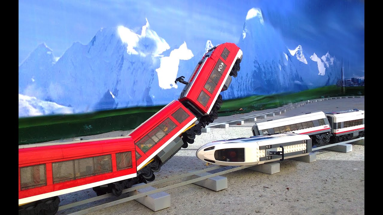 Lego white train vs red