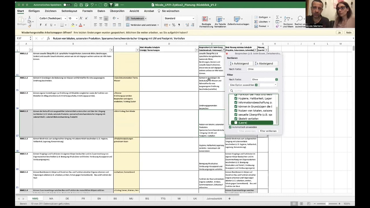 Lehrplan 21 Excel Tool für Homeschooling in der Schweiz
