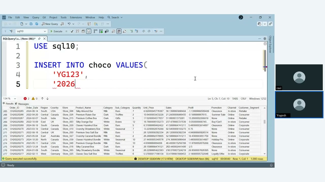 Data Analytics Course 10 AM Batch SQL Training : Session 4