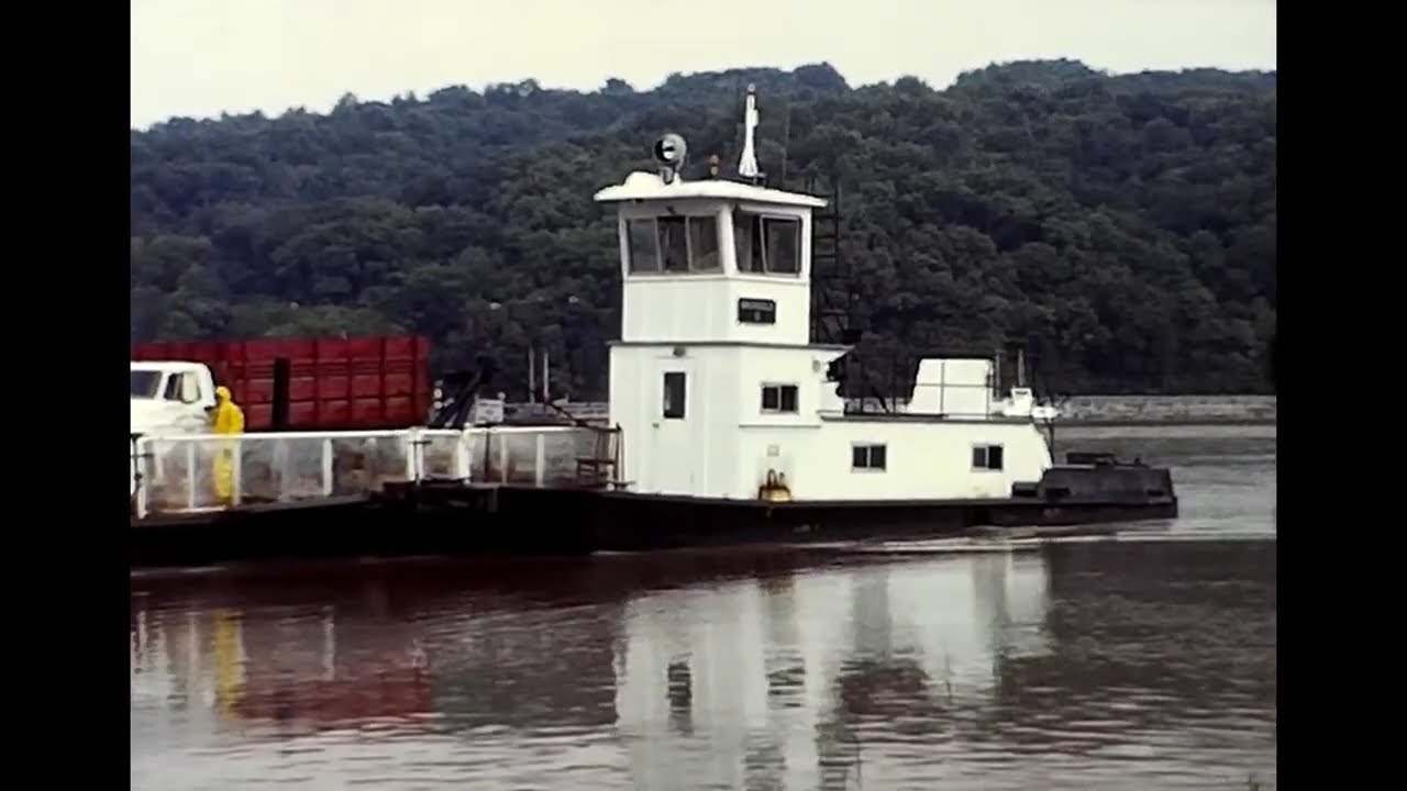 Brussels Ferry Crossing the Illinois River at Brussels & Crafton Filmed in 1984