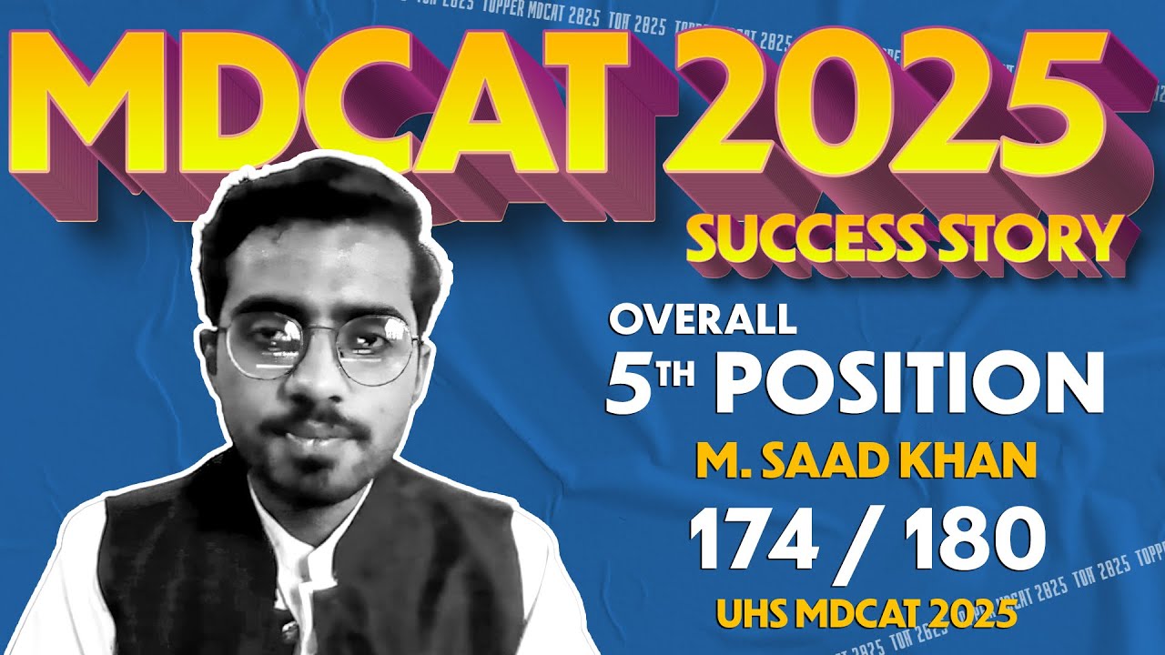 MDCAT 2025 Top Position | Muhammad Saad Khan 174 /180 | UHS