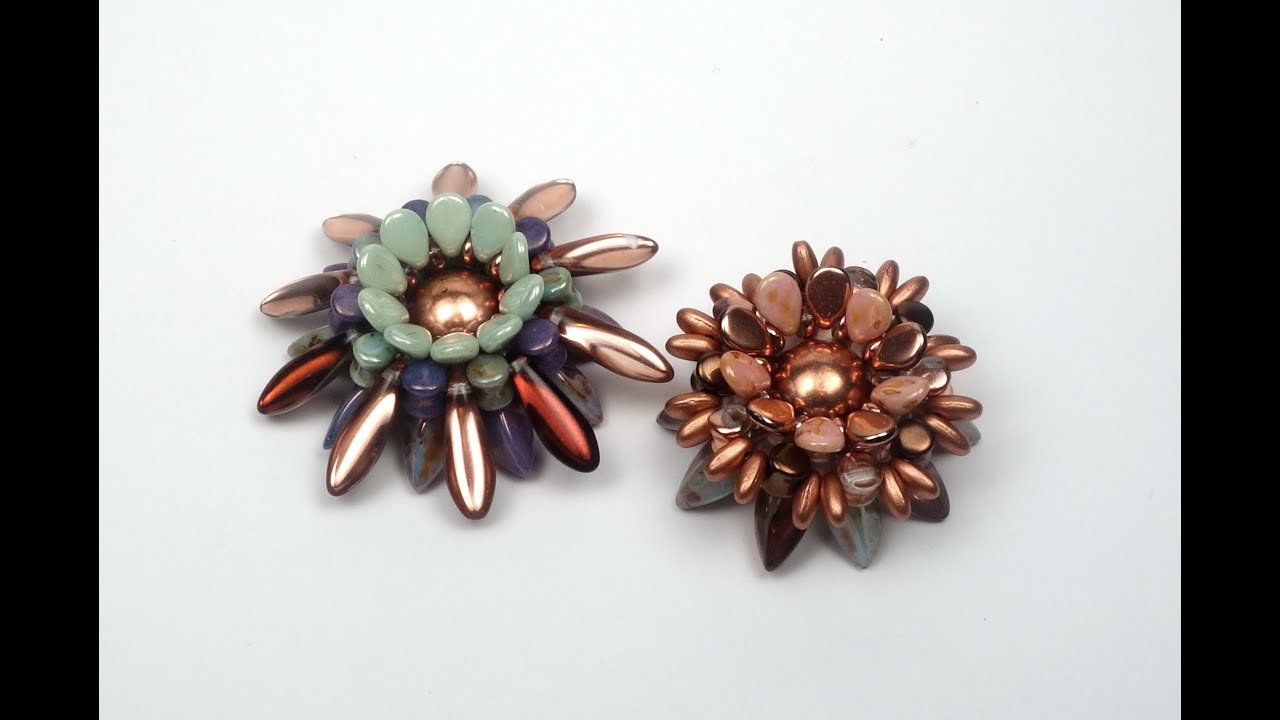 Schmuck selber machen: Blume aus böhmischen Glasperlen, als Ring, Brosche oder Anhänger. Tutorial.