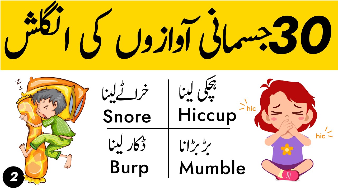 30+ Human Body Sound English Vocabulary | Urdu to English | English Ki Vocabulary Ep - 2