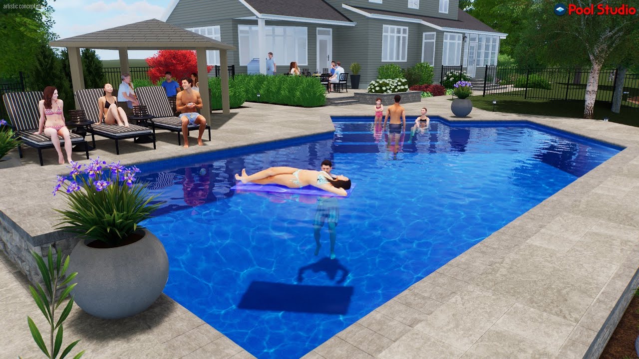 42 Foot Inground Pool 3D Design by Rideau Pools Ottawa