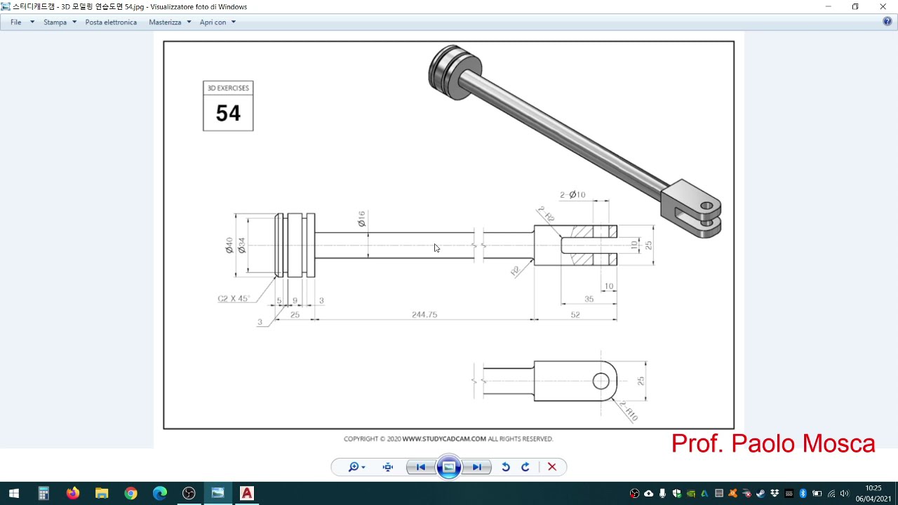 Pezzo meccanico - Autocad - Prof. Paolo Mosca