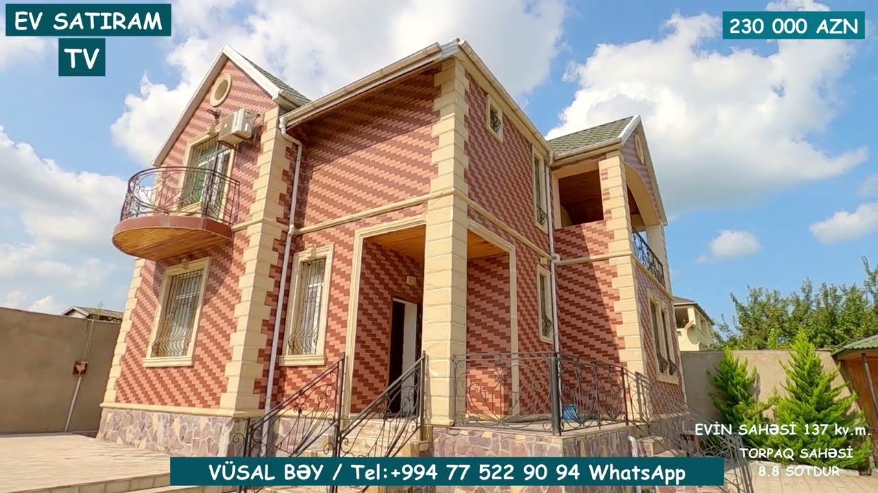 Novxanıda, 9 Sotda 230 000 AZN Bağlı-Bağçalı ev satılır /Недвижимость в Баку / EV SATIRAM TV