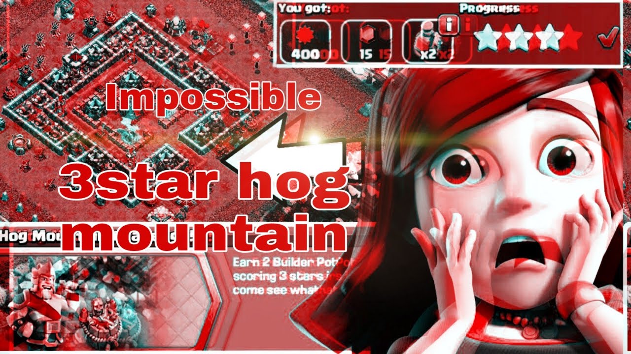 3 star hog mountain event base! Clash of clans. Done impossible thing....100%.Pro coc attack.