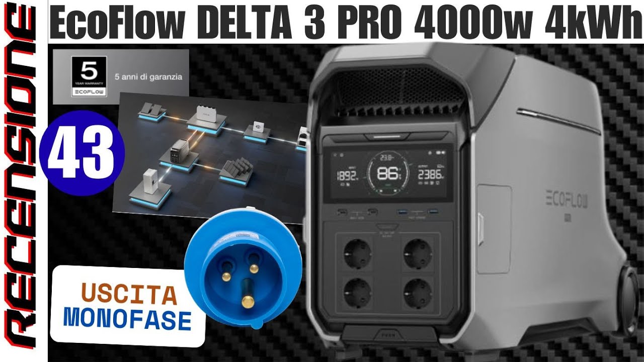 4000 watt e 4kWh esce monofase con presa CEE da 16A RECENSIONE EcoFlow Delta Pro 3 come lei nessuna