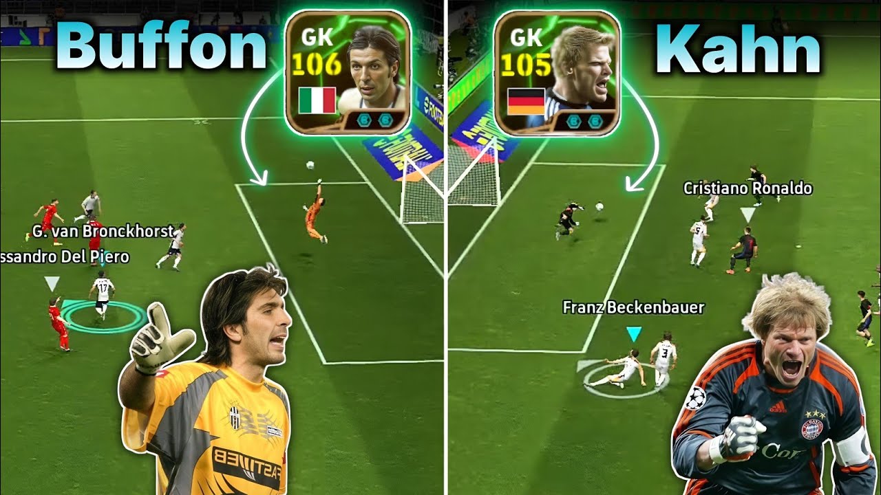 Gianluigi Buffon 106 VS Free Oliver Kahn 105 Epic Goalkeeper Gameplay Review | efootball 2025 Mobile