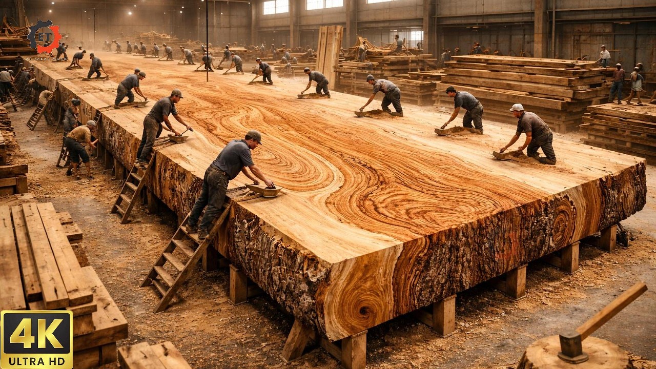Extreme Giant Wood Cutting | Massive Logs Sliced Into Perfect Slabs