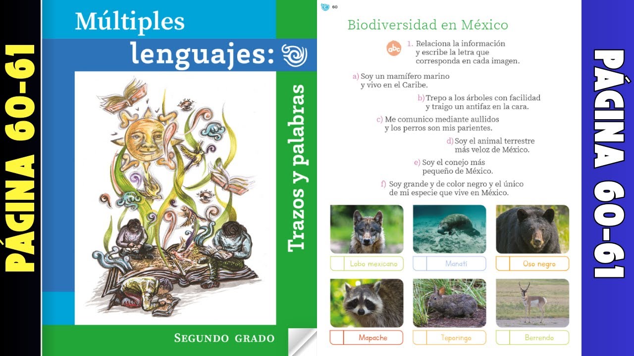 Múltiples lenguajes: trazos y palabras página 60 y 61  │Biodiversidad en México (segundo grado)