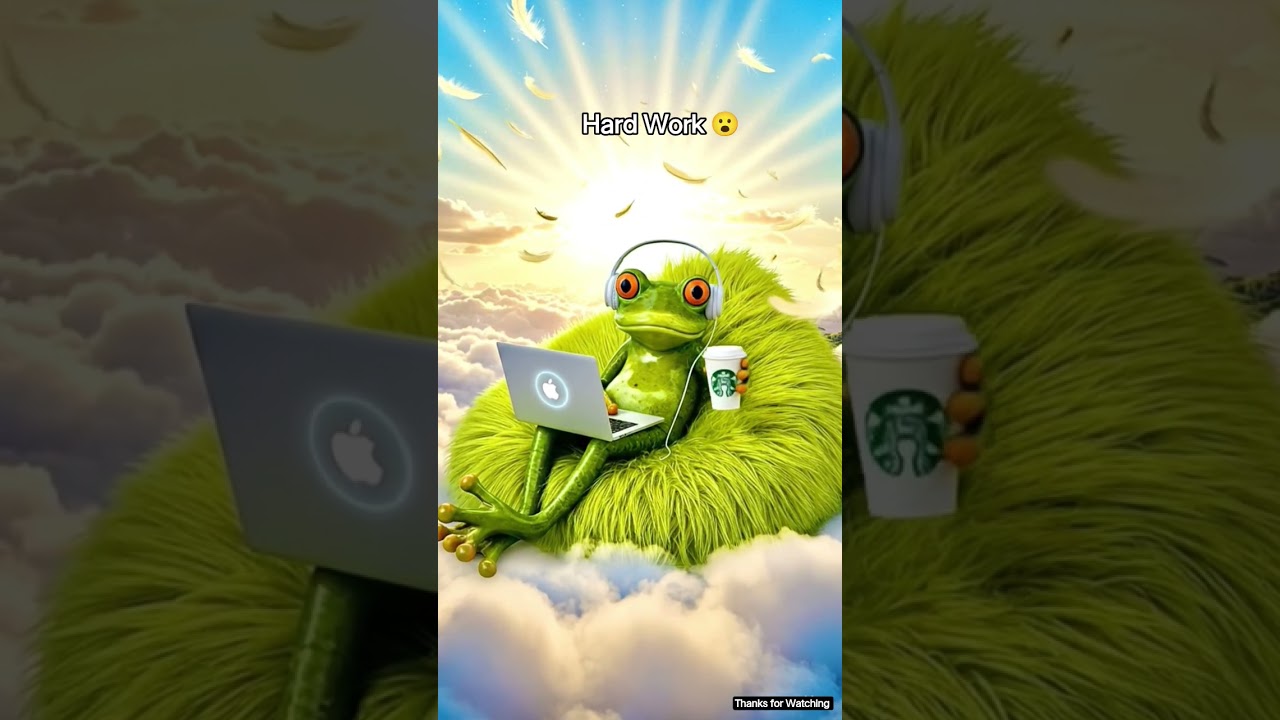 Frog Living the Best Life in Clouds ☁️✨