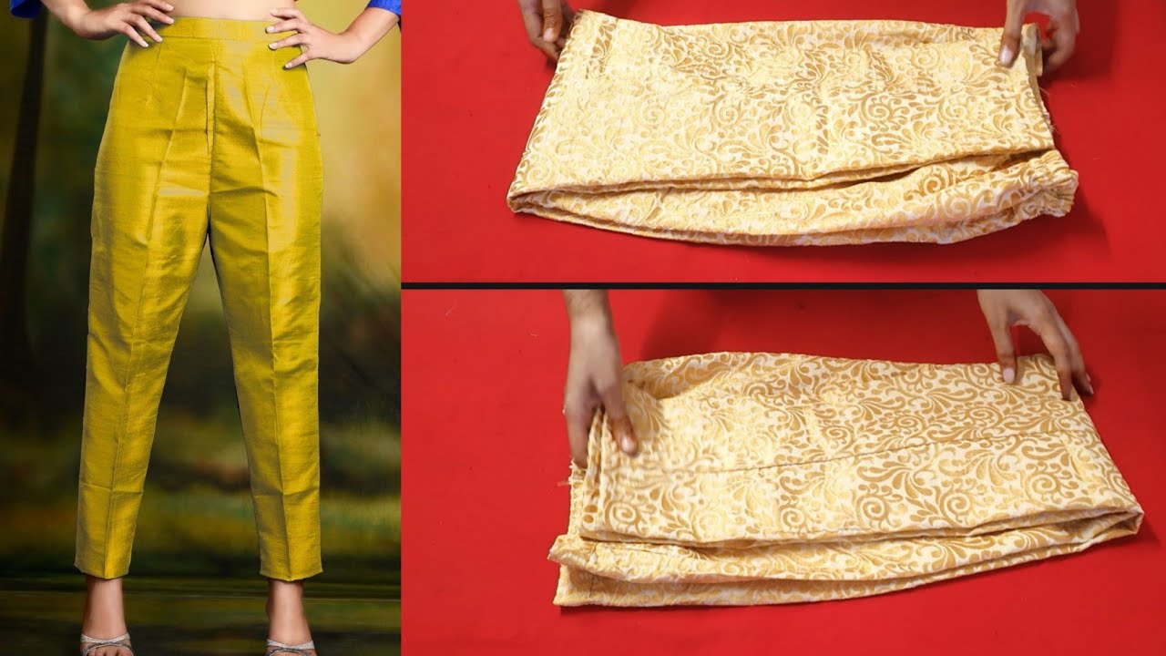 Ladies Narrow Pant Cutting and Stitching//Narrow Pant Cutting//Ladies Plat-Pant