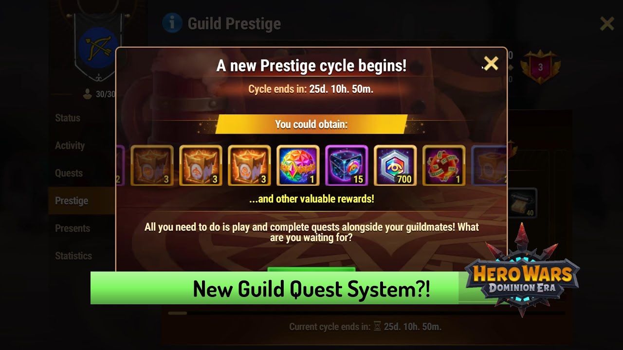 Guild Quests and Prestige &mdash; Hero Wars: Dominion Era