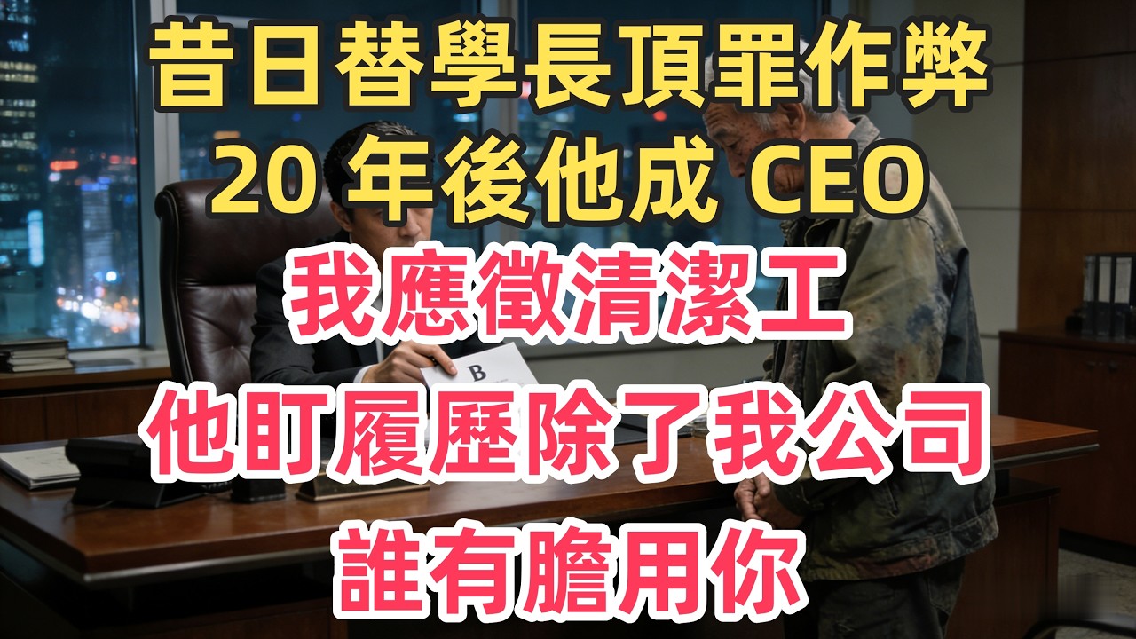 昔日替學長頂罪作弊，20 年後他成 CEO，我應徵清潔工，他盯履歷：除了我公司，誰有膽用你
