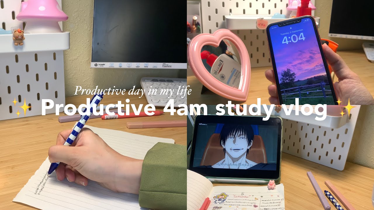 4am study vlog🌷🍵| studying,skincare,food high protein,matcha