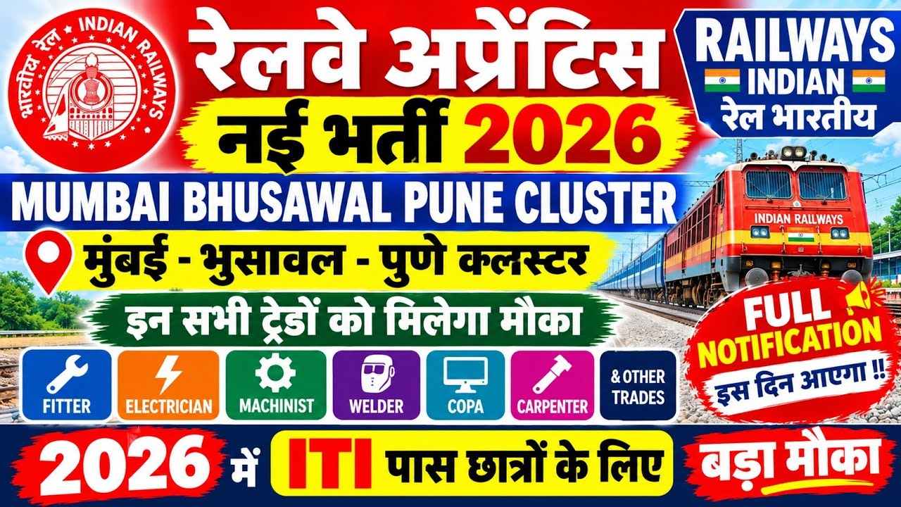 When will the Central Railway Mumbai Apprentice 2026 notification be released? || Railway apprent...