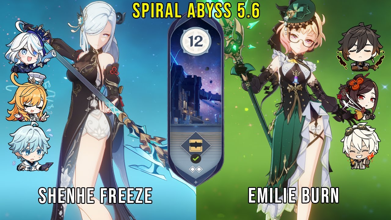 C1 Shenhe Freeze and C0 Emilie Burn | Genshin Impact Abyss 5.6 Floor 12 9 Stars