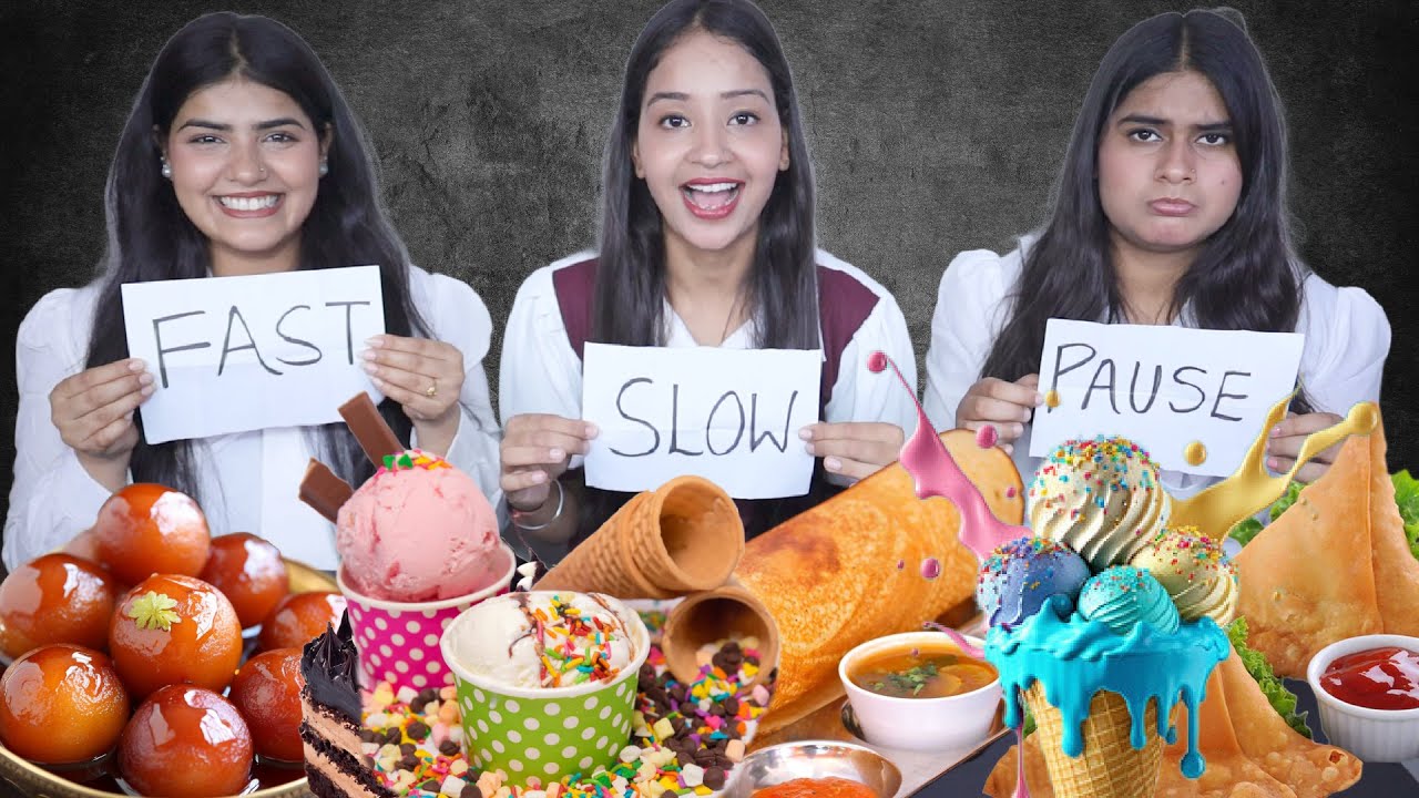 Slow, Fast and Pause Food Challenge | Family Fun Challenge