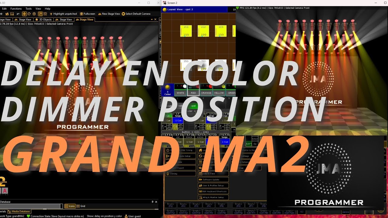 delay en color, dimmer y position grandMA2
