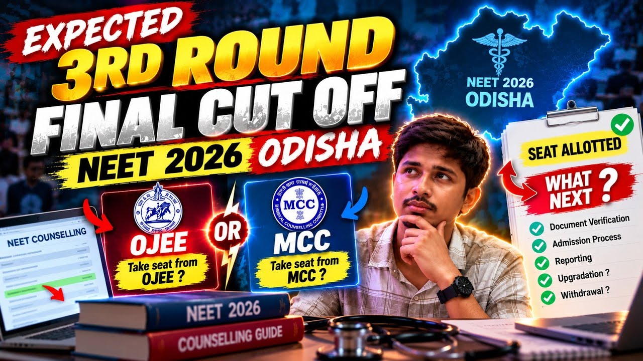 Expected Third Round Cut Off | State Rank Cut Off | Odisha  NEET 2026 Update OJEE | Soumya Saraswat